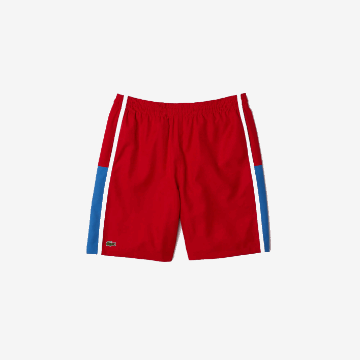 Lacoste SPORT Colorblock Panels Lightweight Shorts 646T1366 Red Blue White CMJ Men