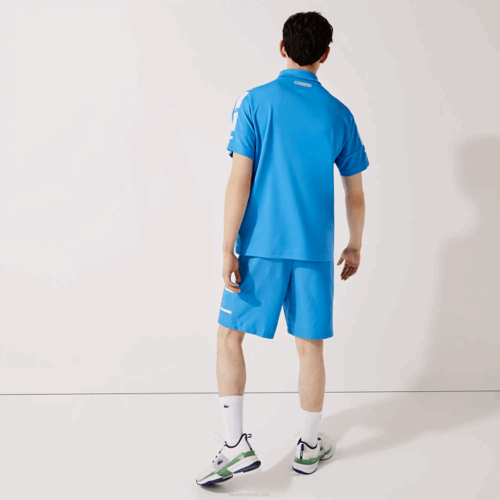 Lacoste SPORT Printed Side Bands Shorts 646T1595 Blue White 8PX Men