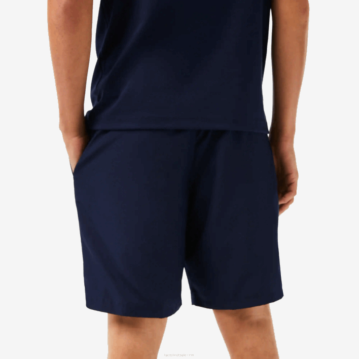 Lacoste SPORT Tennis Solid Diamond Weave Shorts 646T1441 Navy Blue 166 Men