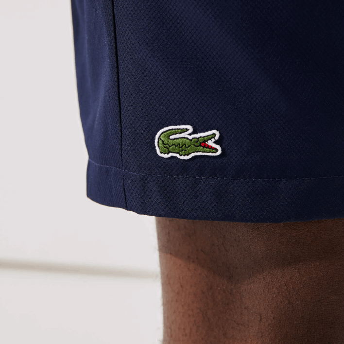 Lacoste SPORT Tennis Solid Diamond Weave Shorts 646T1441 Navy Blue 166 Men