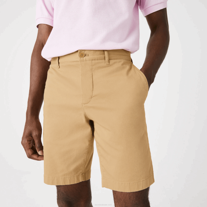 Lacoste Slim Fit Stretch Cotton Bermuda Shorts 646T1529 Beige 02S Men