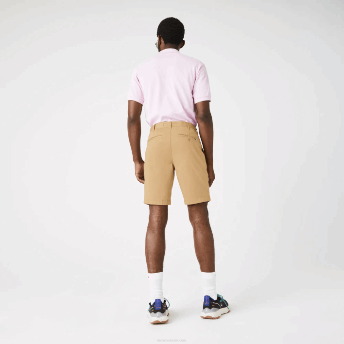 Lacoste Slim Fit Stretch Cotton Bermuda Shorts 646T1529 Beige 02S Men