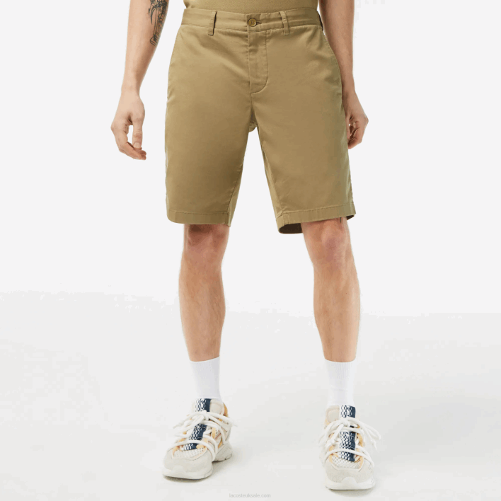 Lacoste Slim Fit Stretch Cotton Bermuda Shorts 646T431 Beige CB8 Men