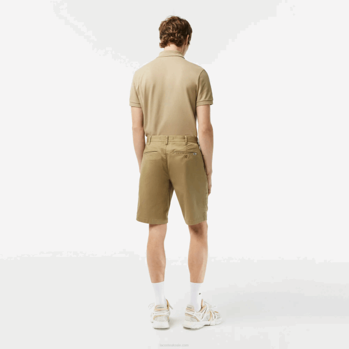 Lacoste Slim Fit Stretch Cotton Bermuda Shorts 646T431 Beige CB8 Men