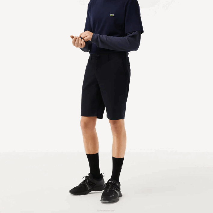 Lacoste Slim Fit Stretch Cotton Bermuda Shorts 646T454 Navy Blue HDE Men