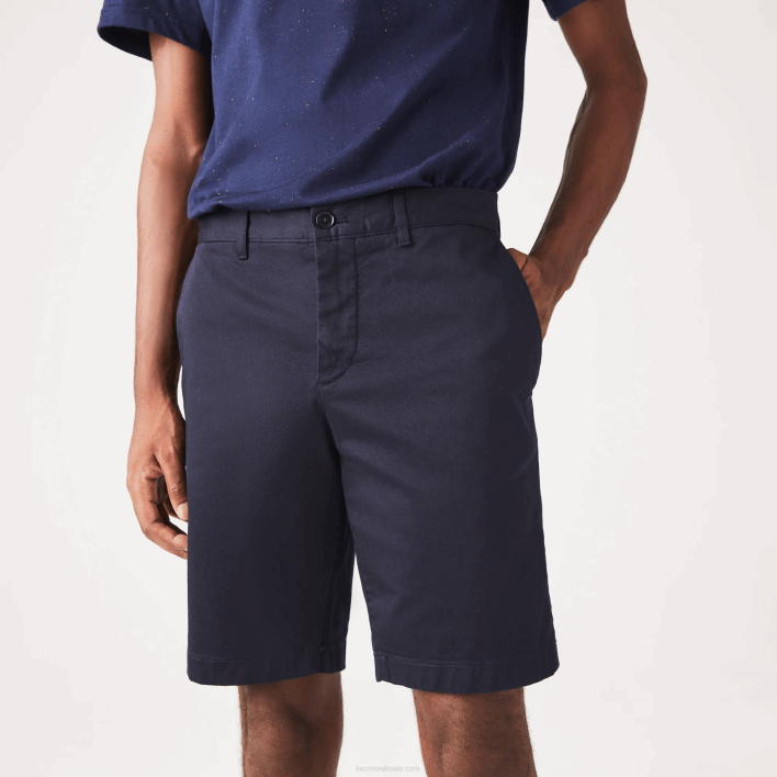 Lacoste Slim Fit Stretch Cotton Bermuda Shorts 646T454 Navy Blue HDE Men