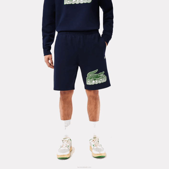 Lacoste Unbrushed Cotton Fleece Shorts 646T430 Navy Blue 166 Men