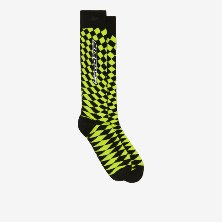Lacoste Checkerboard Compression Socks 646T526 Black Yellow 9Y2 Men