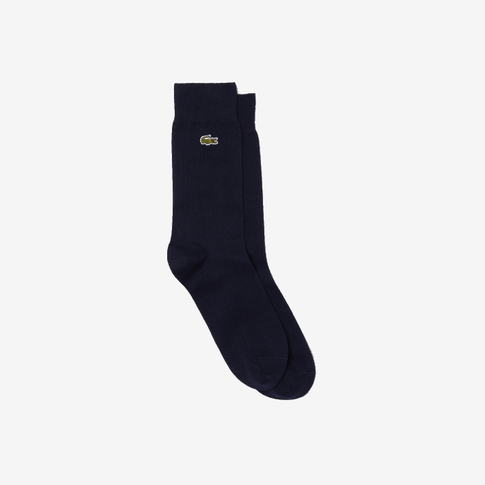Lacoste Cotton Blend High-Cut Socks 646T1657 Navy Blue 166 Men
