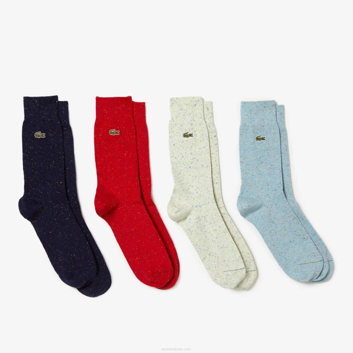 Lacoste Flecked Jersey Socks 646T1685 Navy Red Beige Turquoise UL2 Men