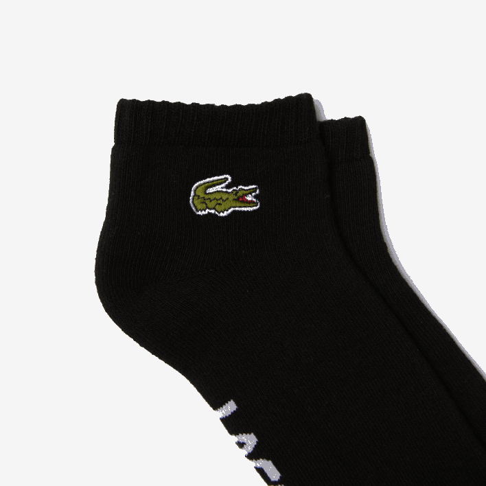 Lacoste SPORT Branded Stretch Cotton Low-Cut Socks 646T1675 Black White 258 Men