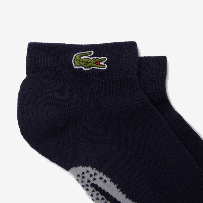 Lacoste SPORT Stretch Cotton Low-Cut Socks 646T1680 Navy Blue Grey Chine KZA Men