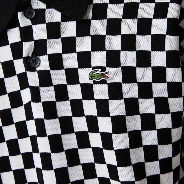 Lacoste Heritage Relaxed Fit Checkerboard Sweater 646T1590 Black White 9M0 Men
