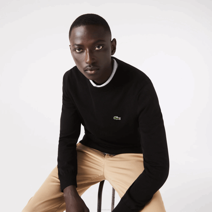Lacoste Organic Cotton Crew Neck Sweater 646T1450 Black 031 Men