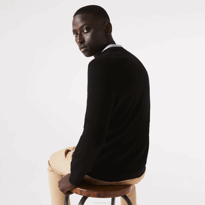 Lacoste Organic Cotton Crew Neck Sweater 646T1450 Black 031 Men