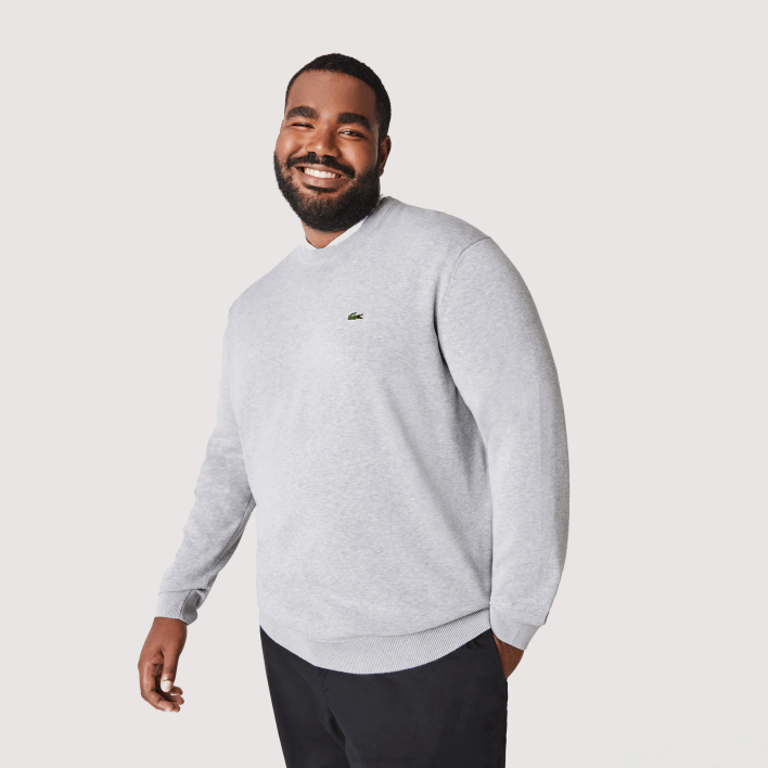 Lacoste Organic Cotton Crew Neck Sweater 646T1452 Grey Chine CCA Men