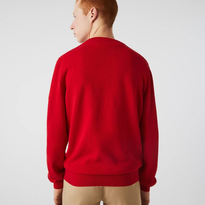Lacoste Organic Cotton Crew Neck Sweater 646T1453 Red 240 Men