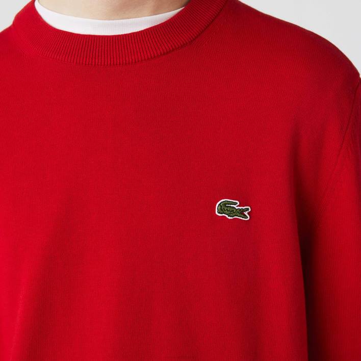 Lacoste Organic Cotton Crew Neck Sweater 646T1453 Red 240 Men