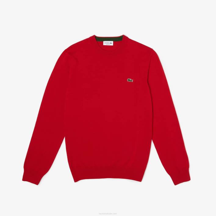 Lacoste Organic Cotton Crew Neck Sweater 646T1453 Red 240 Men