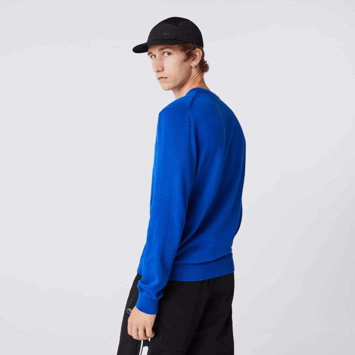 Lacoste Organic Cotton Crew Neck Sweater 646T1491 Blue K1Q Men