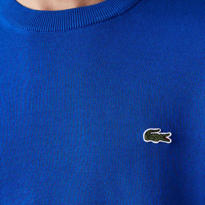 Lacoste Organic Cotton Crew Neck Sweater 646T1491 Blue K1Q Men