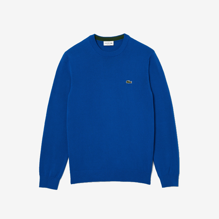 Lacoste Organic Cotton Crew Neck Sweater 646T1491 Blue K1Q Men