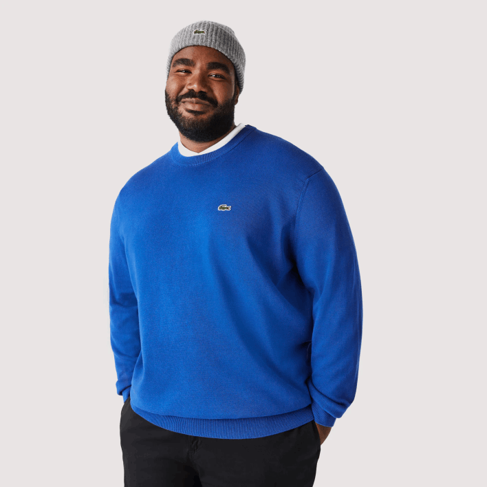 Lacoste Organic Cotton Crew Neck Sweater 646T1491 Blue K1Q Men