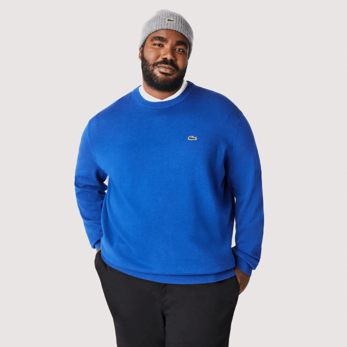 Lacoste Organic Cotton Crew Neck Sweater 646T1491 Blue K1Q Men