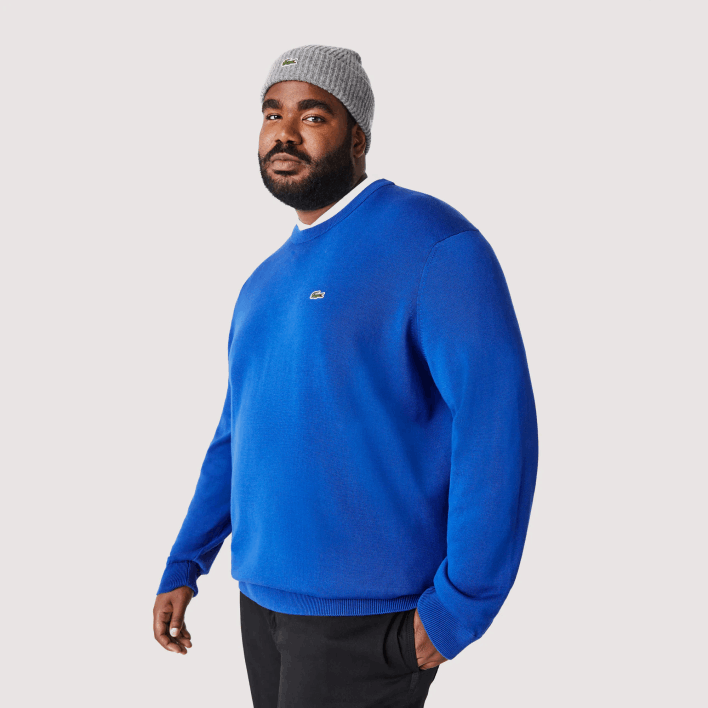Lacoste Organic Cotton Crew Neck Sweater 646T1491 Blue K1Q Men