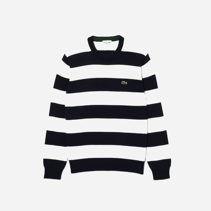 Lacoste Striped Organic Cotton Jersey Sweater 646T439 Black/White HHW Men