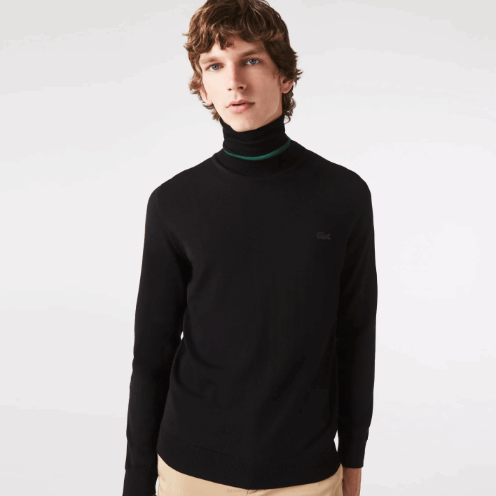 Lacoste Turtleneck Merino Wool Sweater 646T1591 Black 031 Men
