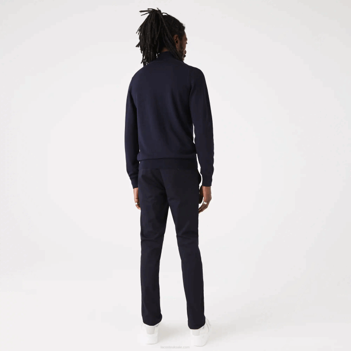 Lacoste Turtleneck Merino Wool Sweater 646T1592 Navy Blue 166 Men