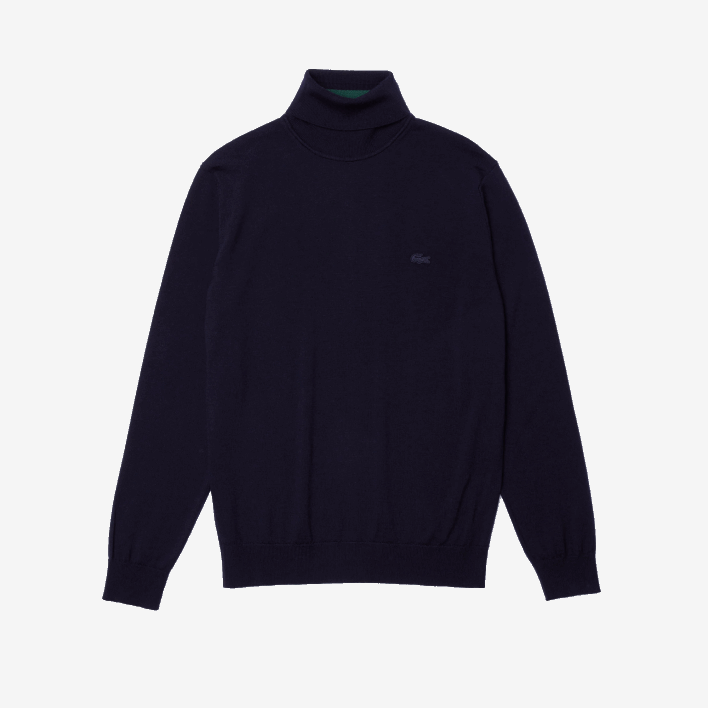 Lacoste Turtleneck Merino Wool Sweater 646T1592 Navy Blue 166 Men