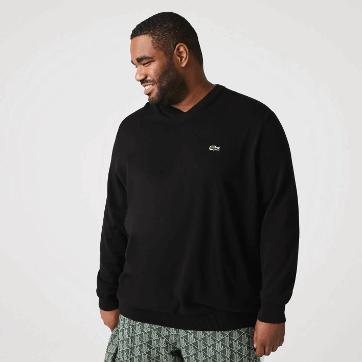 Lacoste V-Neck Organic Cotton Sweater 646T1323 Black 031 Men