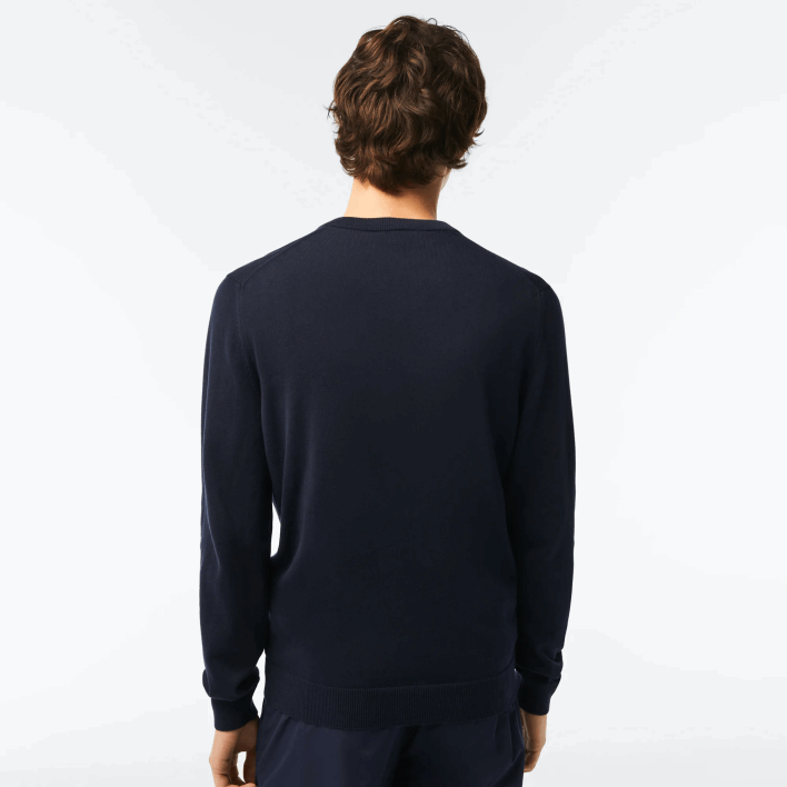 Lacoste V-Neck Organic Cotton Sweater 646T1326 Navy Blue 166 Men