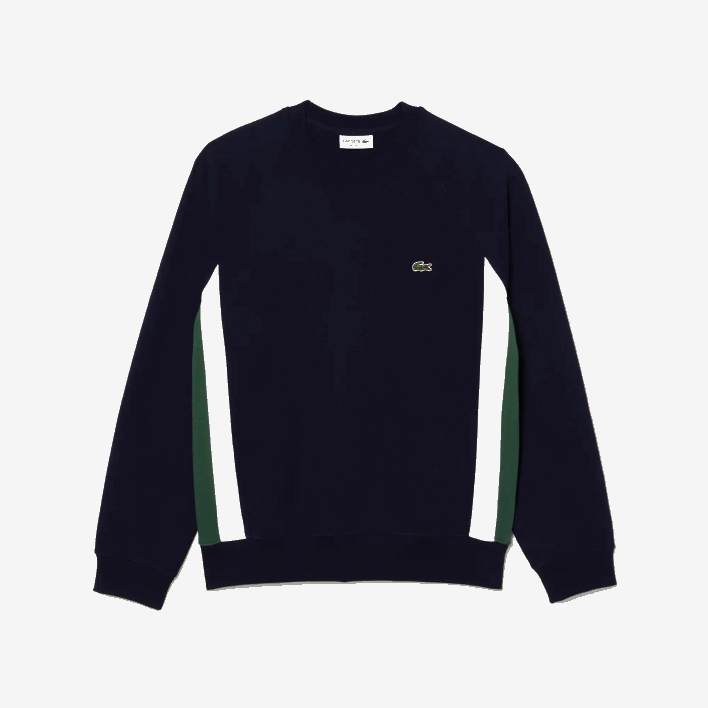 Lacoste Brushed Fleece Colorblock Sweatshirt 646T328 Navy Blue Green White YUN Men