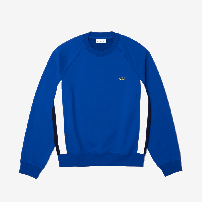 Lacoste Brushed Fleece Colorblock Sweatshirt 646T330 Navy Blue White CJL Men