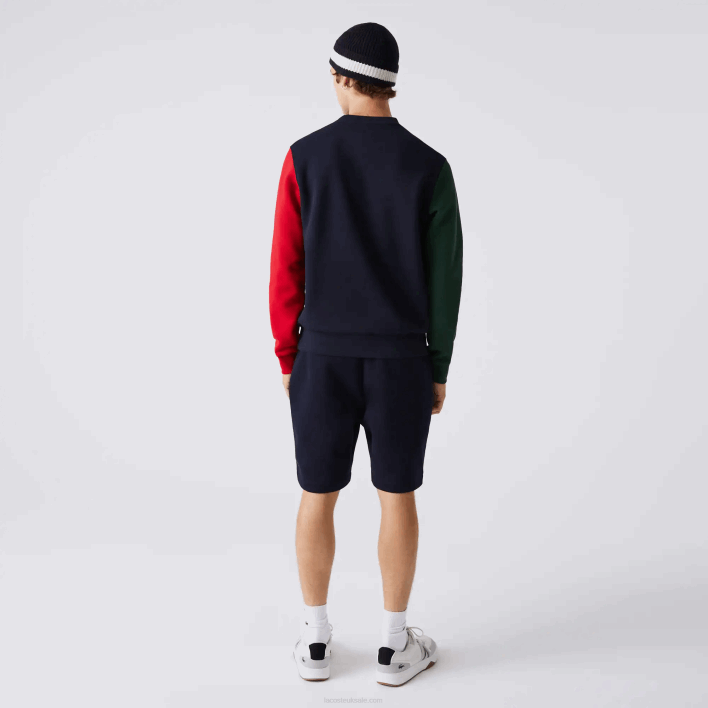 Lacoste Brushed Fleece Sweatshirt 646T1097 Navy Blue Green Red 4XN Men