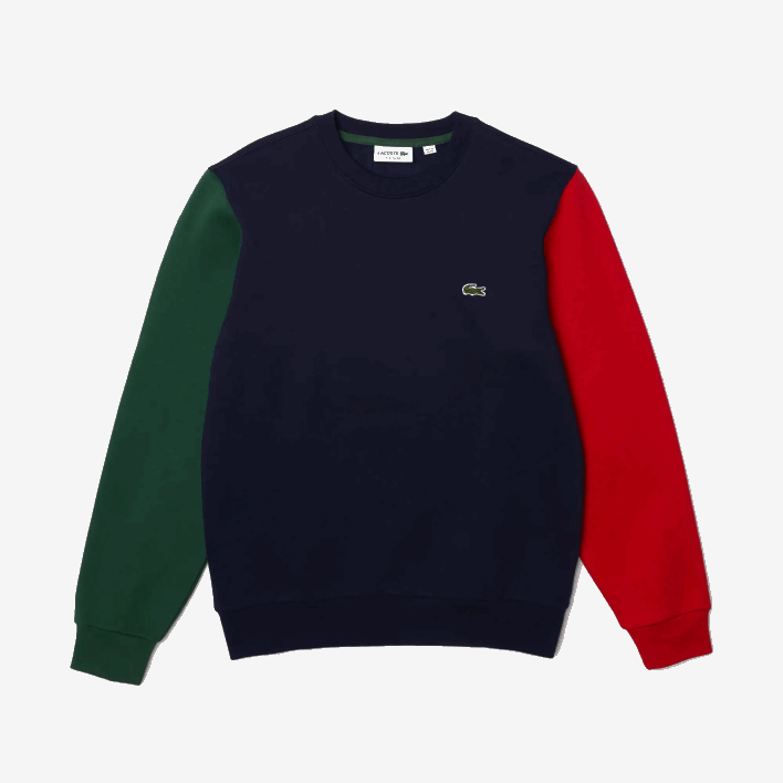 Lacoste Brushed Fleece Sweatshirt 646T1097 Navy Blue Green Red 4XN Men