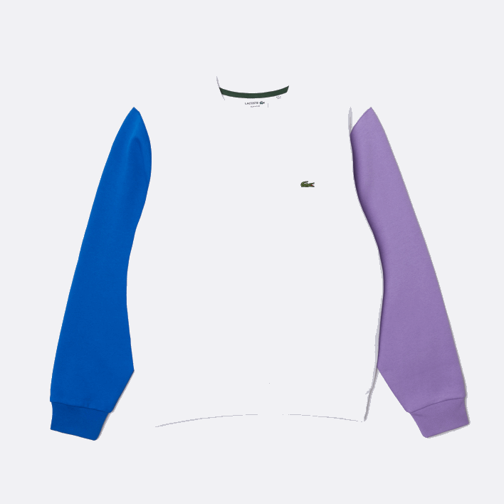 Lacoste Brushed Fleece Sweatshirt 646T1098 White Blue Purple 89S Men