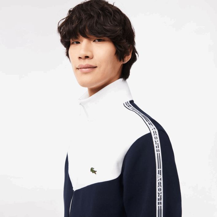 Lacoste Classic Fit Colorblock Zipped Sweatshirt 646T21 Navy Blue White 525 Men