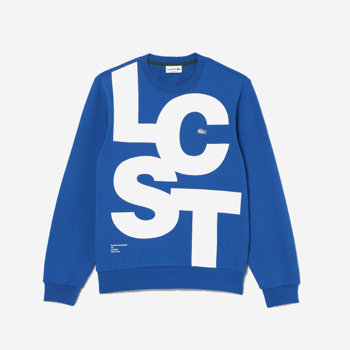 Lacoste Classic Fit Contrast Lettering Cotton Sweatshirt 646T1042 Blue K1Q Men