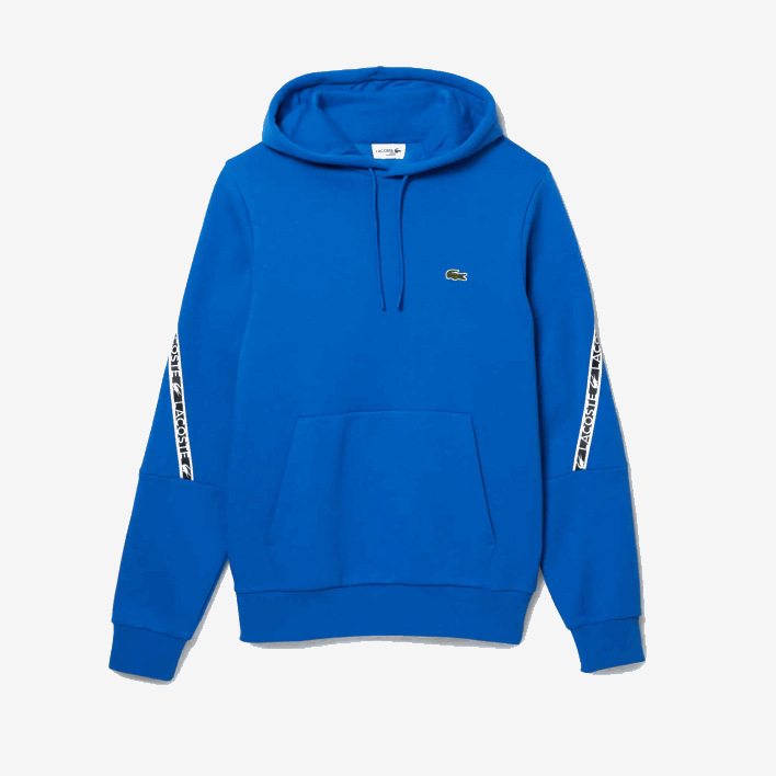 Lacoste Classic Fit Printed Bands Hooded Sweatshirt 646T1282 Blue K1Q Men