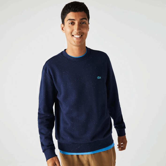 Lacoste Classic Fit Speckled Print Fleece Sweatshirt 646T965 Navy Blue 7CG Men