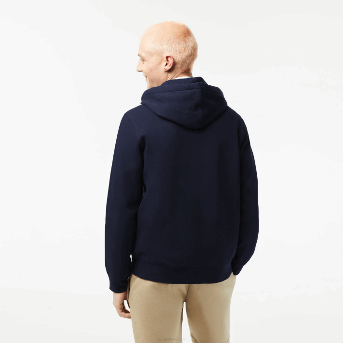 Lacoste Classic Fit Zipped Hoodie with Brand Stripes 646T14 Navy Blue 166 Men