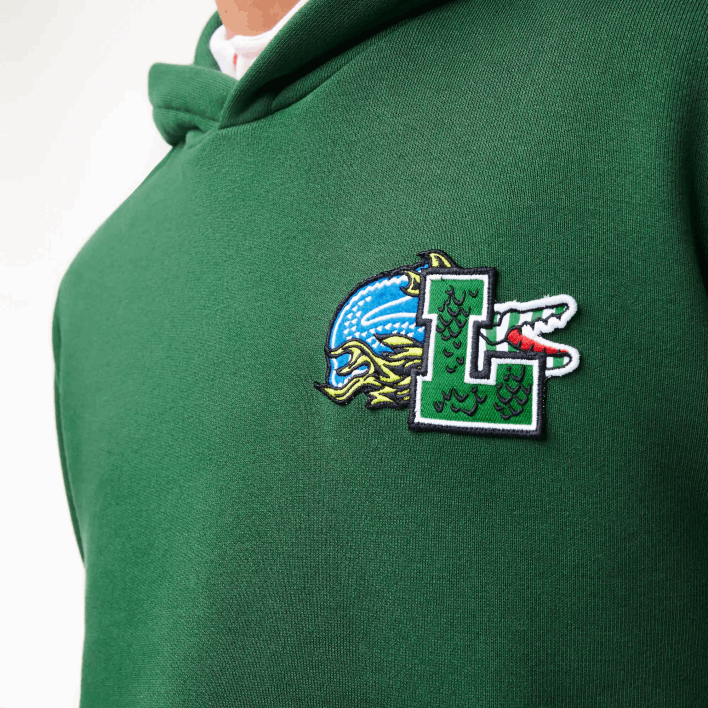Lacoste Comic Effect Print Hooded Sweatshirt 646T1132 Green 132 Men