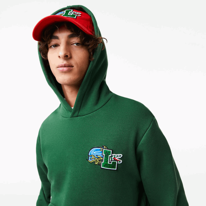 Lacoste Comic Effect Print Hooded Sweatshirt 646T1132 Green 132 Men