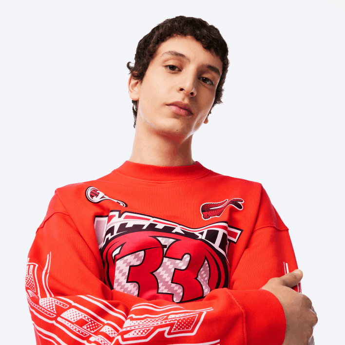 Lacoste Cotton Fleece Loose Fit Sweatshirt 646T327 Orange 02K Men