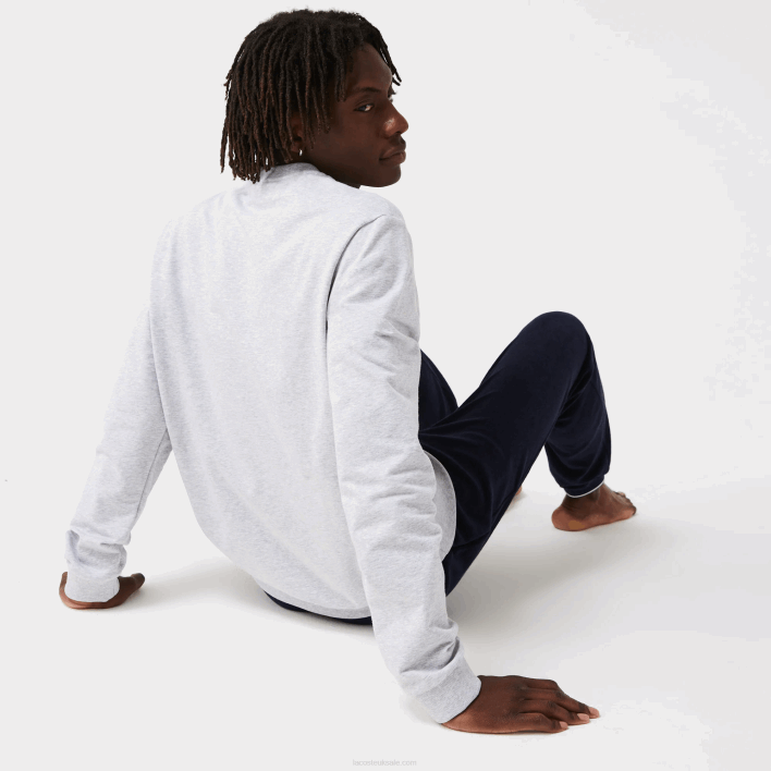 Lacoste Cotton Fleece Lounge Sweatshirt 646T1386 Grey Chine Green Y9K Men