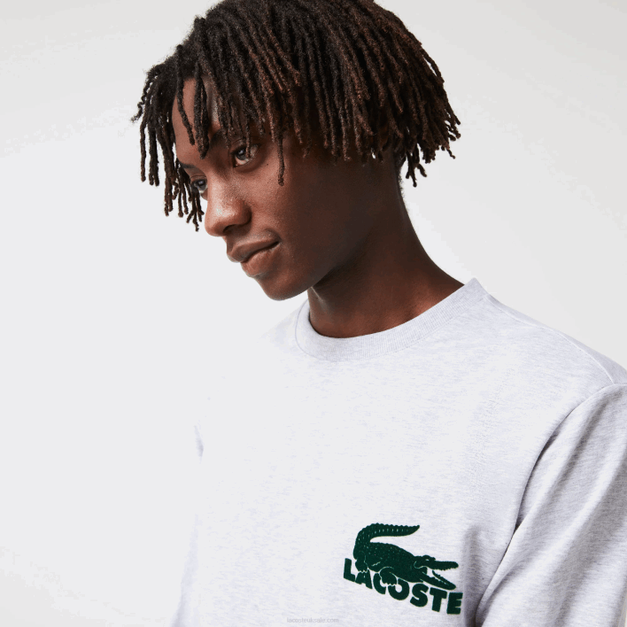 Lacoste Cotton Fleece Lounge Sweatshirt 646T1386 Grey Chine Green Y9K Men